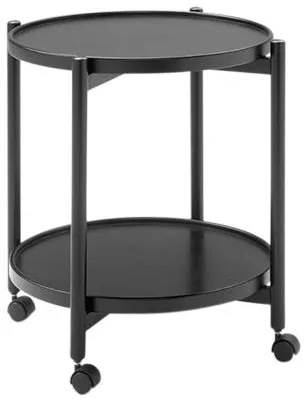 Thomsen Furniture James τραπεζάκι με ροδάκια - μαύρη βαμμένη δρυς - Ø 50 cm