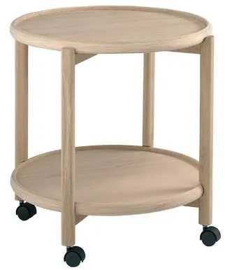 Thomsen Furniture Hudson τροχήλατο τραπέζι - Δρυς/Δρυς - Λακαρισμένη δρυς - Ø55 cm