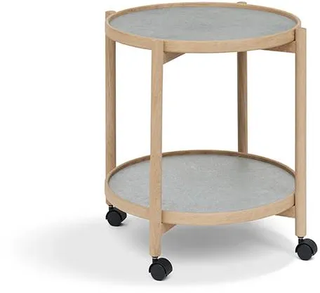 Thomsen Furniture James δίσκος τραπεζιού - Δρυς/Όψη πέτρας σκούρο γκρι/Γρανιτένιο γκρι πέτρα Ø50 cm