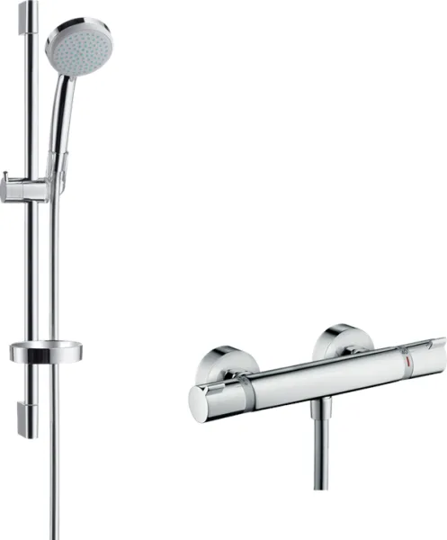 Hansgrohe Croma 100 σετ ντους με μπαταρία ντους Ecostat Comfort, χρώμιο