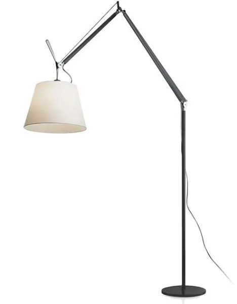 Artemide Tolomeo Mega Επιδαπέδιο Φωτιστικό Μαύρο Σώμα 32 cm Καπέλο από Περγαμηνή με Ροοστάτη