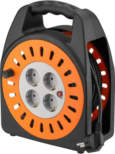 Pro Cable reel 25 m πορτοκαλί-μαύρο - με 4 προστατευτικά