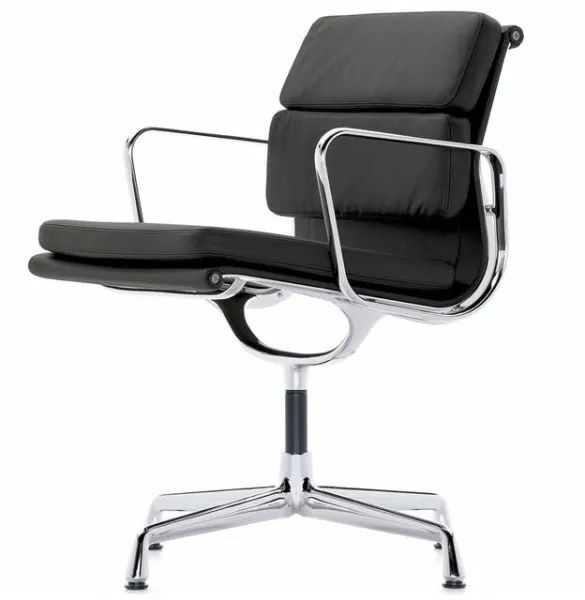 Vitra Soft Pad EA 208 Καρέκλα Γραφείου με Περιστροφή Μαύρο/Χρώμιο
