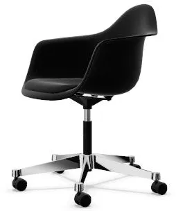 Vitra Eames Plastic PACC Καρέκλα Γραφείου με Μαξιλαρωμένο Κάθισμα και Περιστρεφόμενη Βάση Μαύρο/Βαθύ Μαύρο