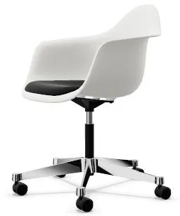 Vitra Eames Plastic PACC Καρέκλα γραφείου με επενδεδυμένο κάθισμα και περιστρεφόμενη βάση μαύρο/λευκό