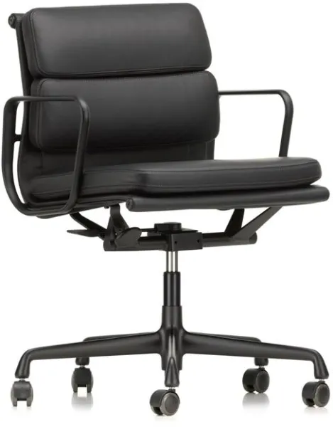Vitra Soft Pad EA 217 Καρέκλα Γραφείου με Περιστροφή και Μπράτσα Nero