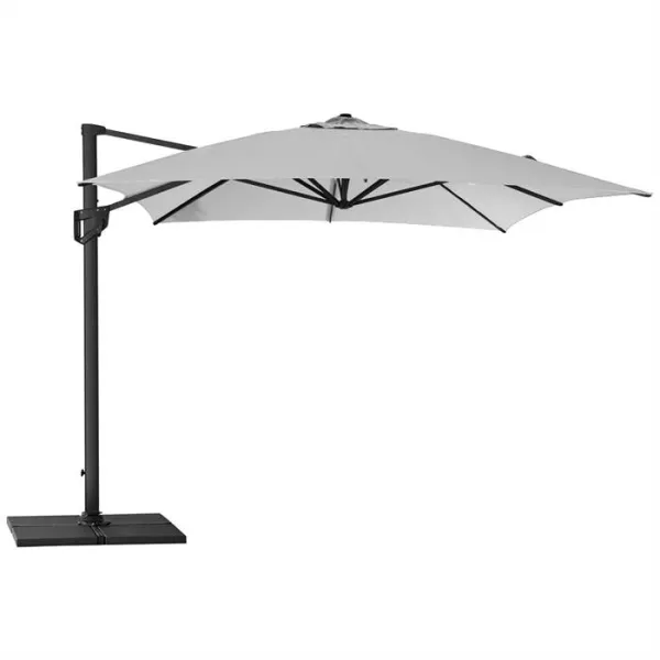 Cane-Line Hyde Luxe ομπρέλα με βάση - 3x4 μ. - Αλουμίνιο με ανοιχτό γκρι κάλυμμα