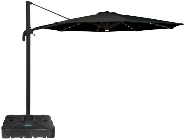 Ρώμα παρασόλ 360-περιστροφή LED μαύρη 3μ