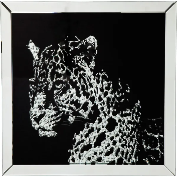 KARE DESIGN Αφίσα, Mirror Leopard - Πολύχρωμη, με κορνίζα, (80x80cm)