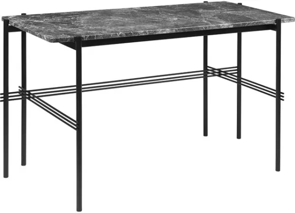 GUBI TS Γραφείο 120 x 60 cm με Μαύρη Βάση και Γκρι Emperador Μαρμάρινη Επιφάνεια