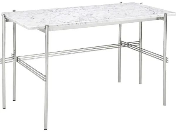 GUBI TS Γραφείο 120x60 Γυαλισμένο Ατσάλι/Λευκό Μάρμαρο Καράρα