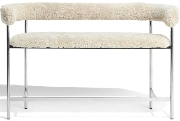 Møbel Copenhagen Font Bar Sofa 75 cm Δέρμα προβάτου Oyster/Γυαλισμένο χαλύβδινο πλαίσιο