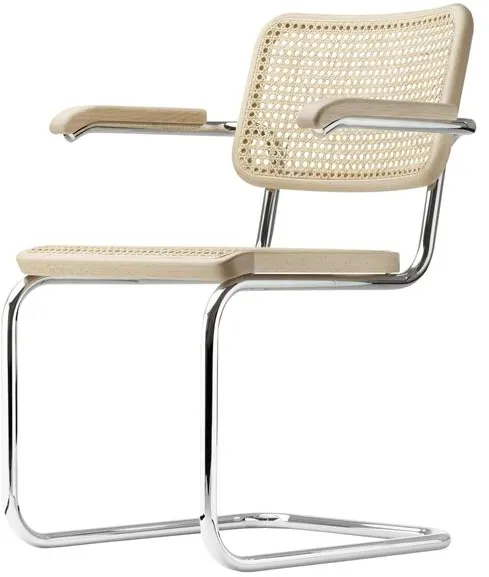 Thonet S 64 V Cantilever Καρέκλα Τραπεζαρίας με Μπράτσα Χρώμιο/Οξιά