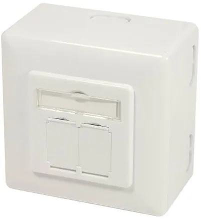 LogiLink NP0124 Cat.6A πρίζα τοίχου 2 x RJ45 θωρακισμένη με πίσω κουτί καθαρό λευκό