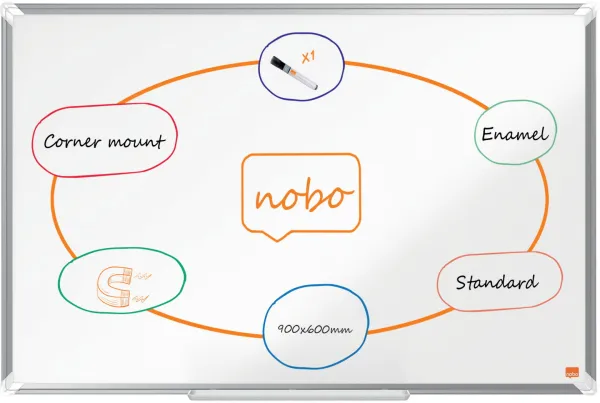 Nobo Premium Plus σμάλτο λευκός πίνακας 90x60cm λευκός