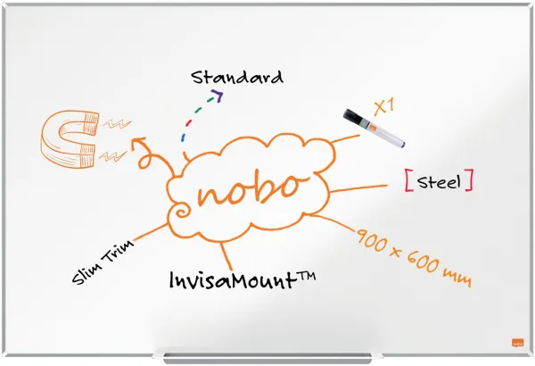 Nobo Impression Pro χαλύβδινος πίνακας whiteboard 90x60cm λευκός
